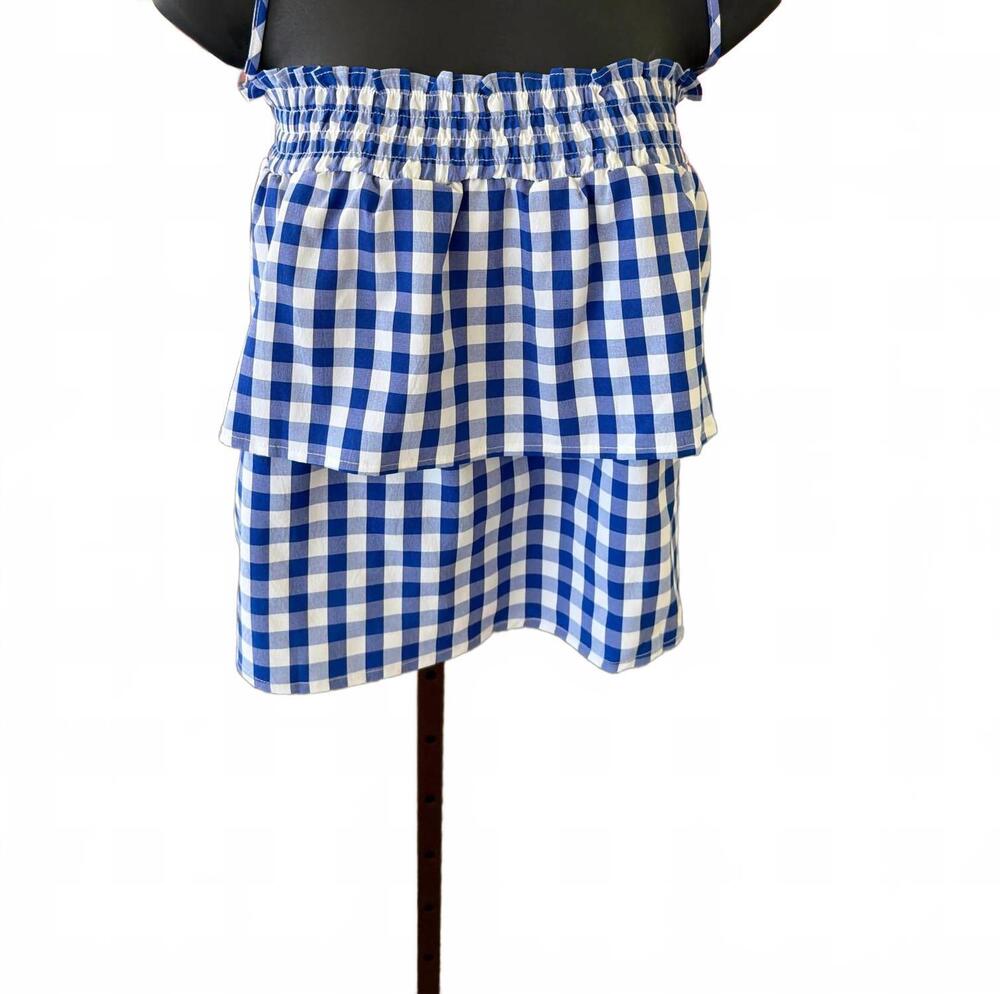 NEW TCEC women's gingham tiered tank in blue
